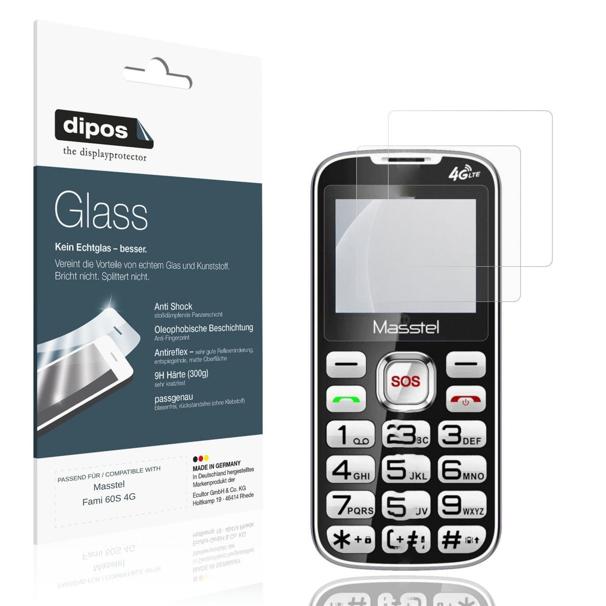 Matte Displayschutzfolie von dipos passend für Masstel Fami 60S 4G, 9H kratzfest und blasenfrei montiert