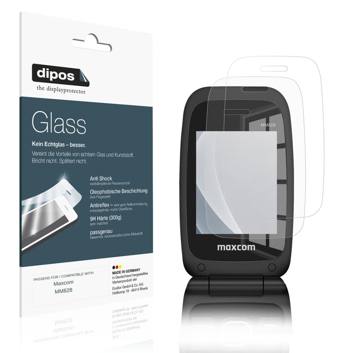 Matte Displayschutzfolie von dipos passend für Maxcom MM828 Innenseite, 9H kratzfest und blasenfrei montiert