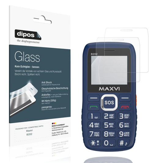 Matte Displayschutzfolie von dipos passend für Maxvi B202, 9H kratzfest und blasenfrei montiert
