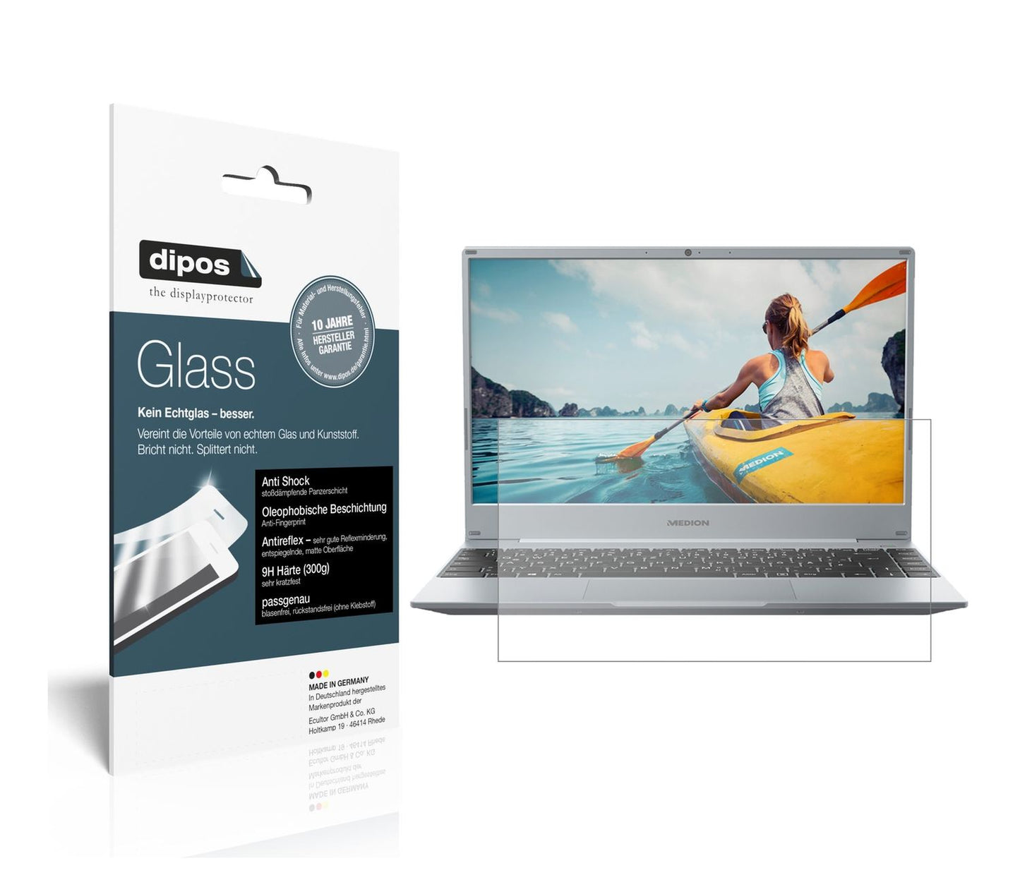 Matte Displayschutzfolie von dipos passend für Medion Akoya E15302, 9H kratzfest und blasenfrei montiert