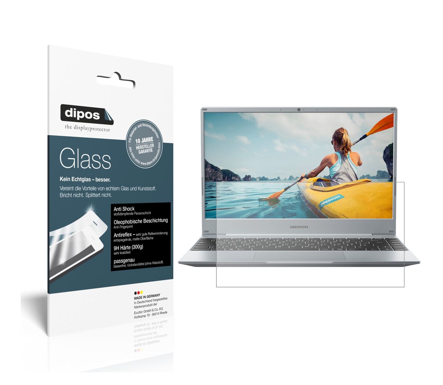Matte Displayschutzfolie von dipos passend für Medion Akoya E15302, 9H kratzfest und blasenfrei montiert