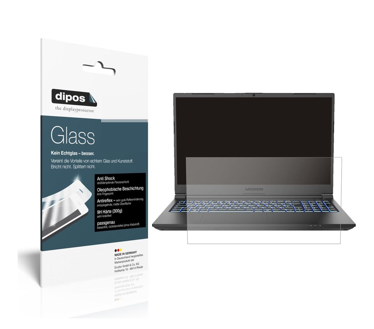 Matte Displayschutzfolie von dipos passend für Medion Erazer Crawler E10, 9H kratzfest und blasenfrei montiert