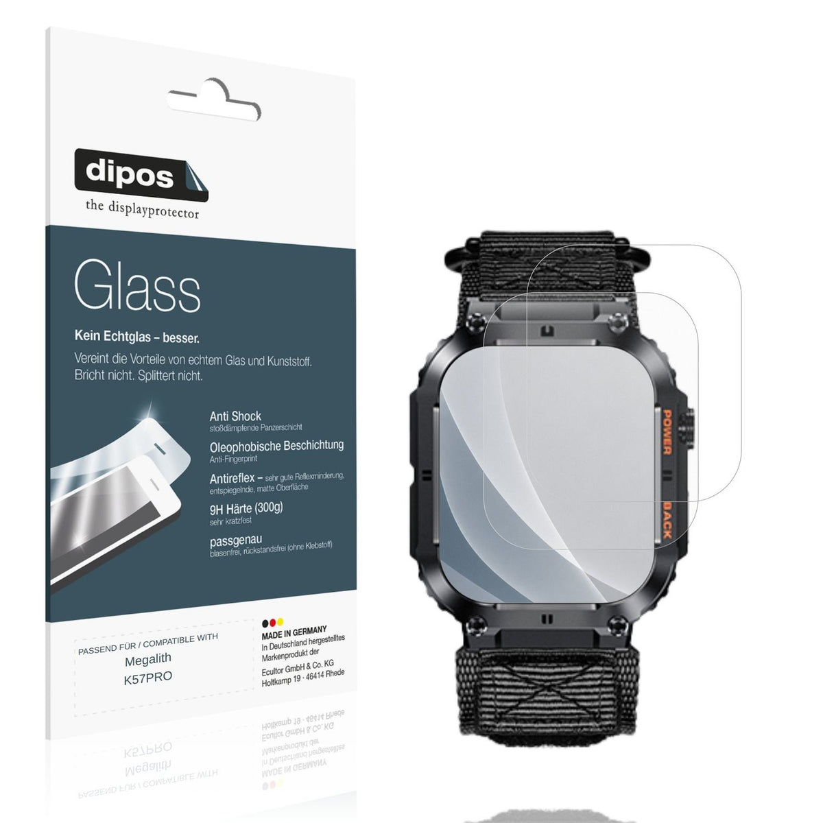 Matte Displayschutzfolie von dipos passend für Megalith K57PRO, 9H kratzfest und blasenfrei montiert