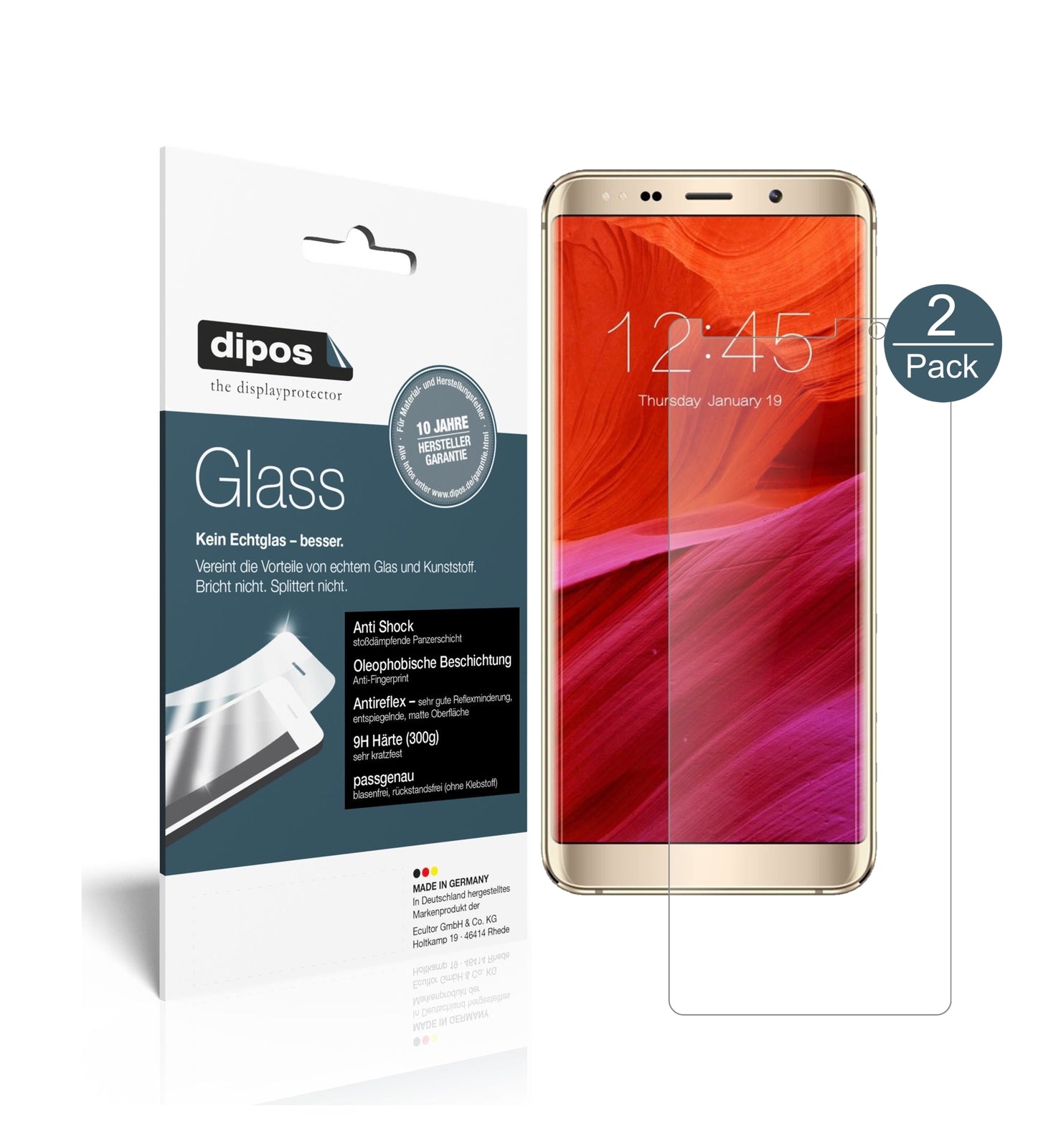 Matte Displayschutzfolie von dipos passend für Meiigoo Mate 10, 9H kratzfest und blasenfrei montiert