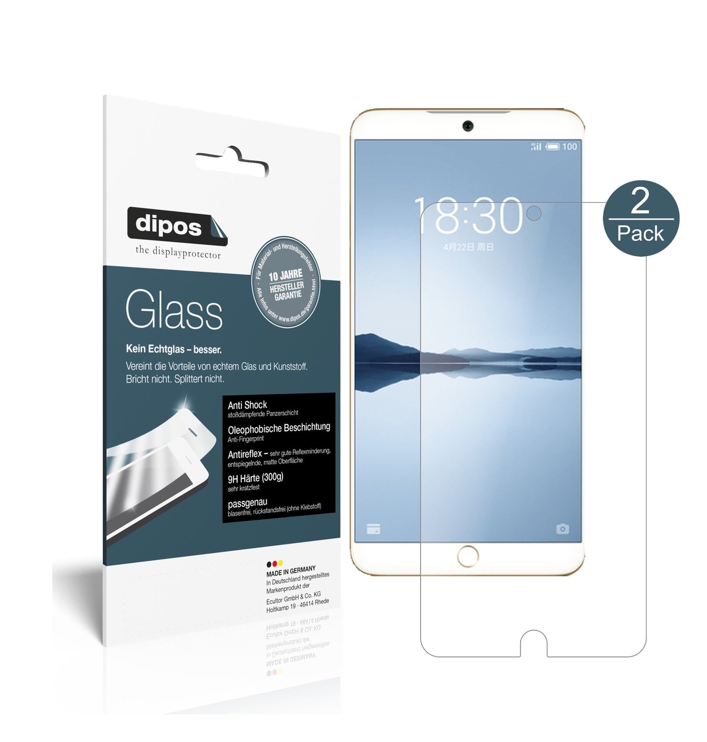 Matte Displayschutzfolie von dipos passend für Meizu 15, 9H kratzfest und blasenfrei montiert