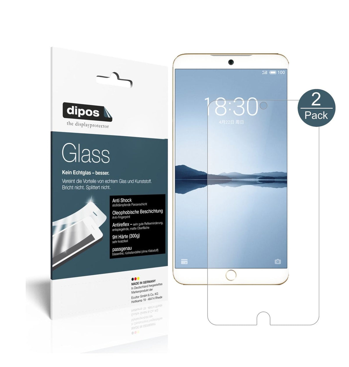Matte Displayschutzfolie von dipos passend für Meizu 15 Plus, 9H kratzfest und blasenfrei montiert