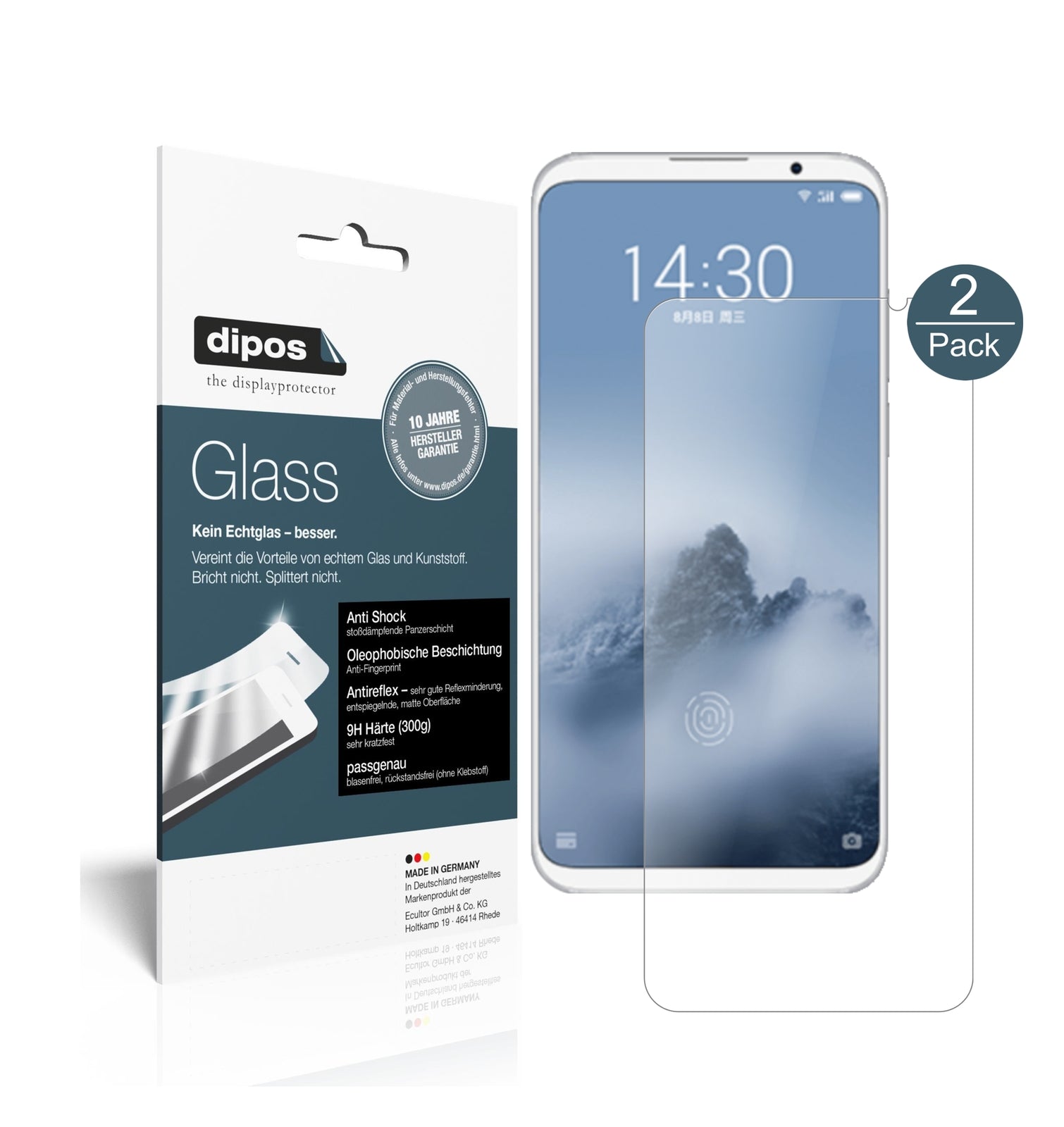 Matte Displayschutzfolie von dipos passend für Meizu 16, 9H kratzfest und blasenfrei montiert