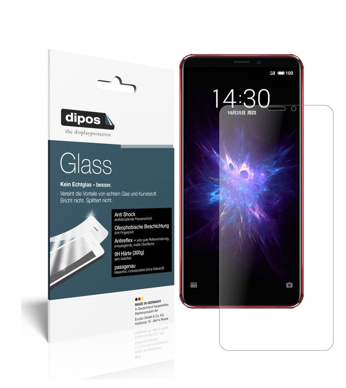 Matte Displayschutzfolie von dipos passend für Meizu Note 8, 9H kratzfest und blasenfrei montiert