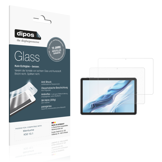 Matte Displayschutzfolie von dipos passend für Mentume K50 10.1, 9H kratzfest und blasenfrei montiert