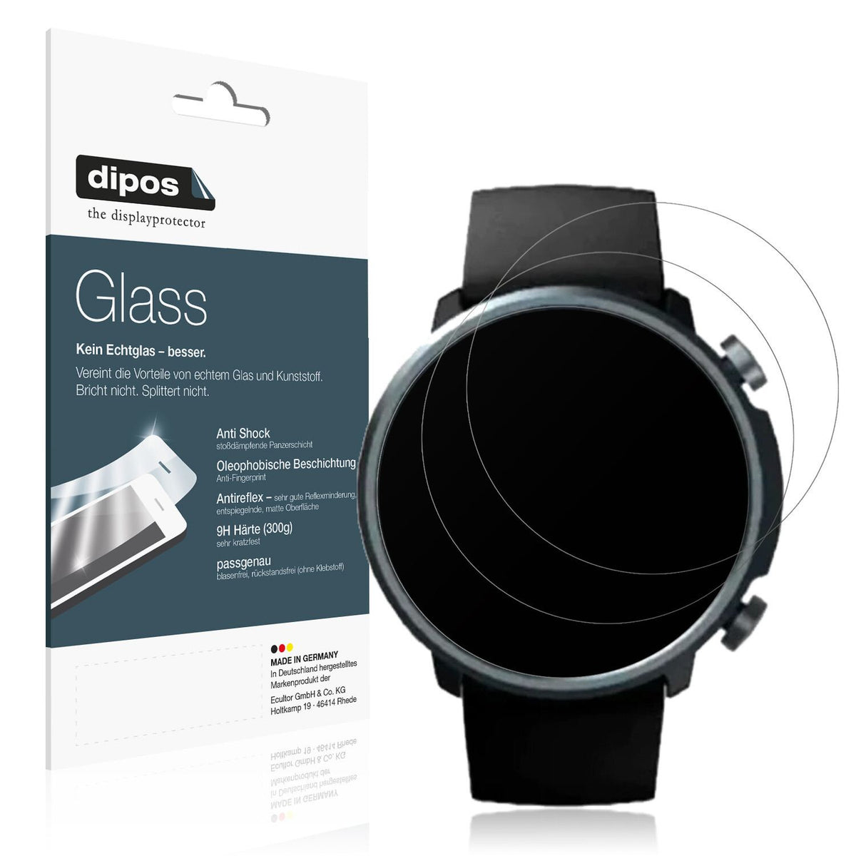 Matte Displayschutzfolie von dipos passend für Mibro Watch A1, 9H kratzfest und blasenfrei montiert