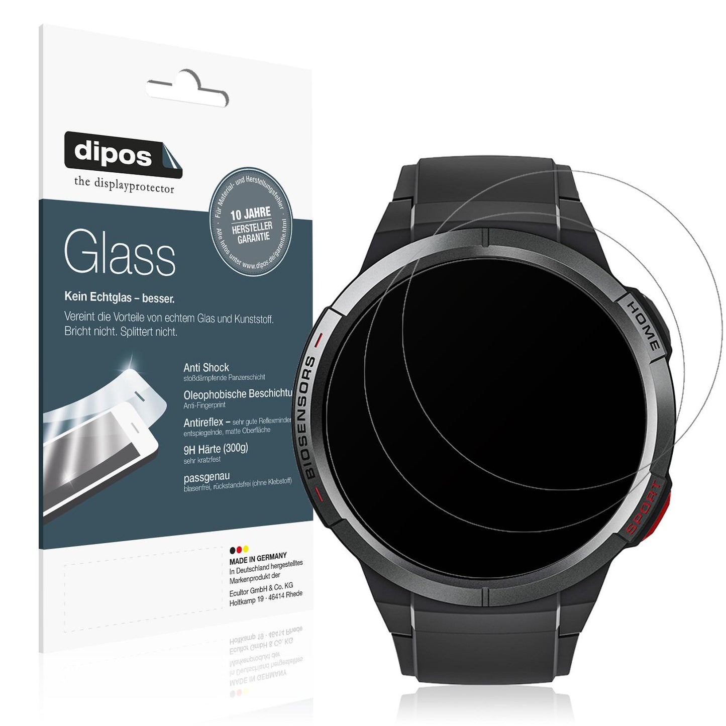 Matte Displayschutzfolie von dipos passend für Mibro Watch GS, 9H kratzfest und blasenfrei montiert