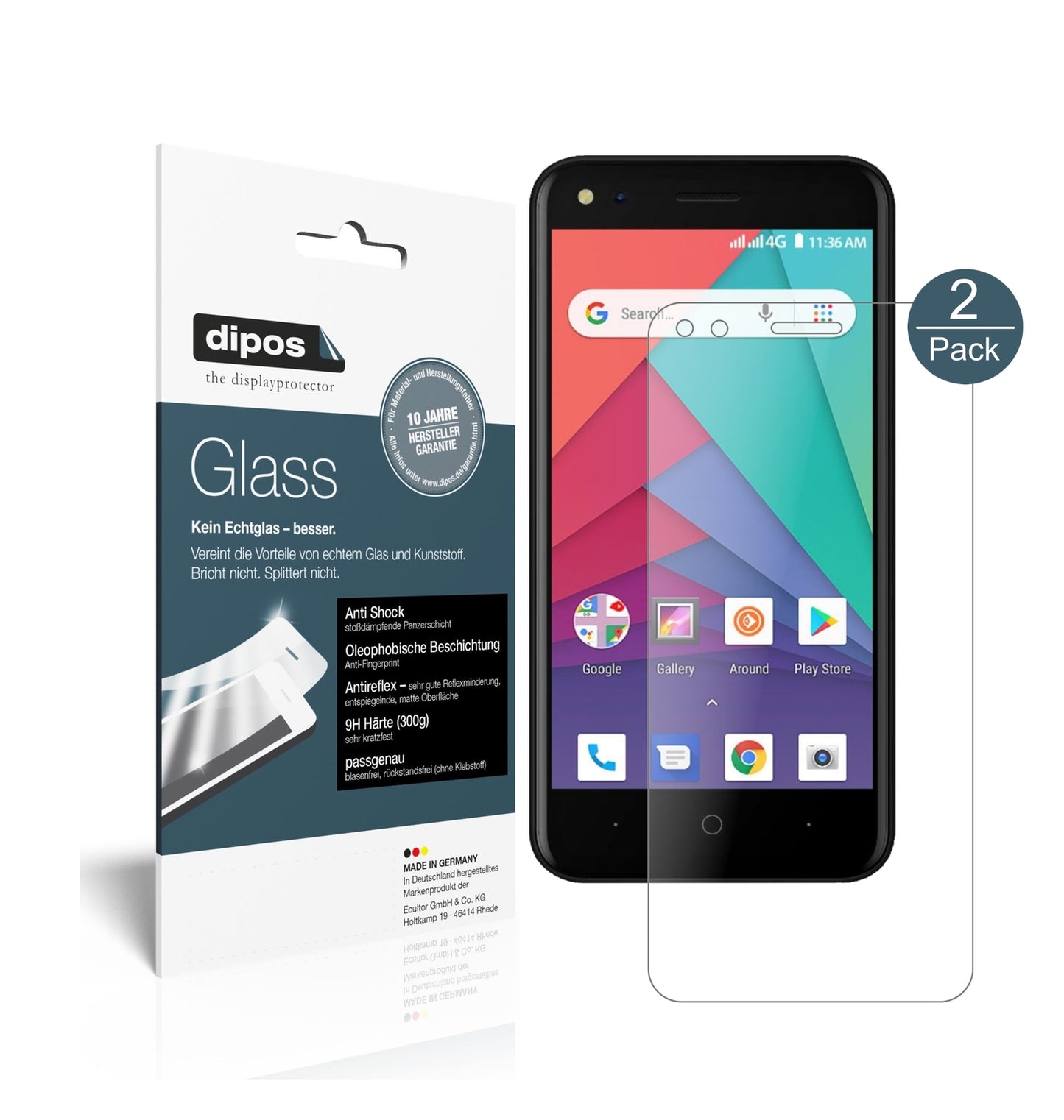 Matte Displayschutzfolie von dipos passend für Micromax Bharat Go, 9H kratzfest und blasenfrei montiert