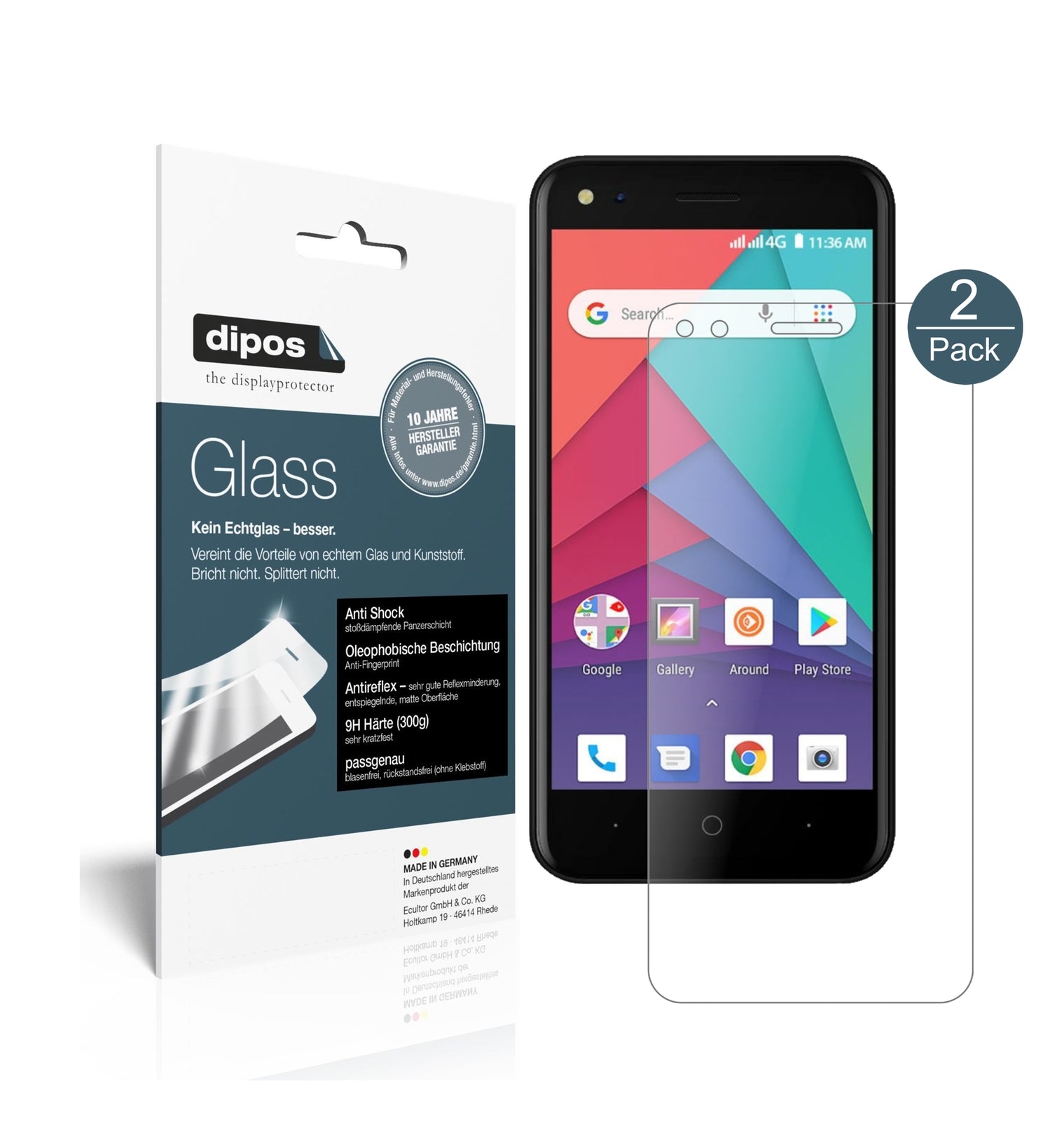 Matte Displayschutzfolie von dipos passend für Micromax Bharat Go, 9H kratzfest und blasenfrei montiert