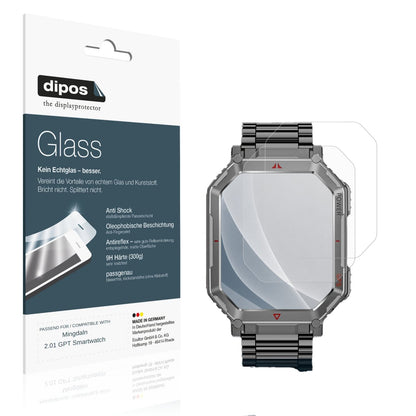 Matte Displayschutzfolie von dipos passend für Mingdaln 2.01 GPT Smartwatch, 9H kratzfest und blasenfrei montiert