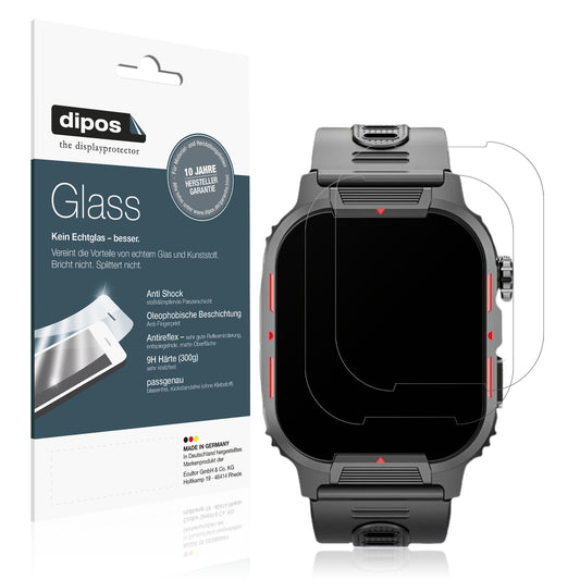 Matte Displayschutzfolie von dipos passend für Mingtawn 1.85 Zoll, 9H kratzfest und blasenfrei montiert