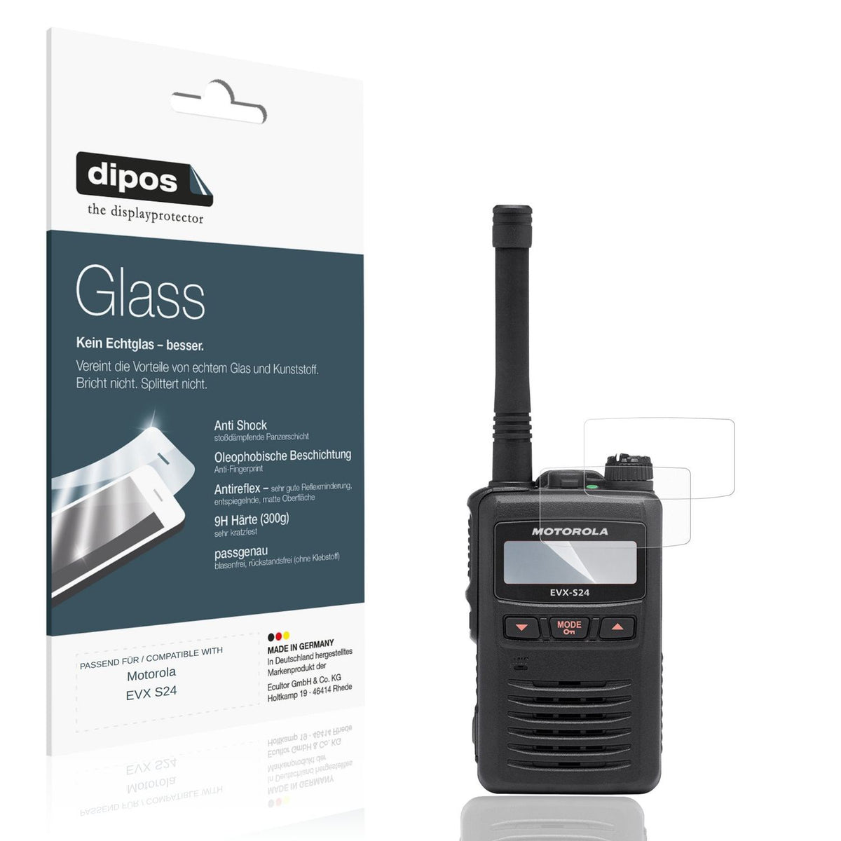 Matte Displayschutzfolie von dipos passend für Motorola EVX S24, 9H kratzfest und blasenfrei montiert