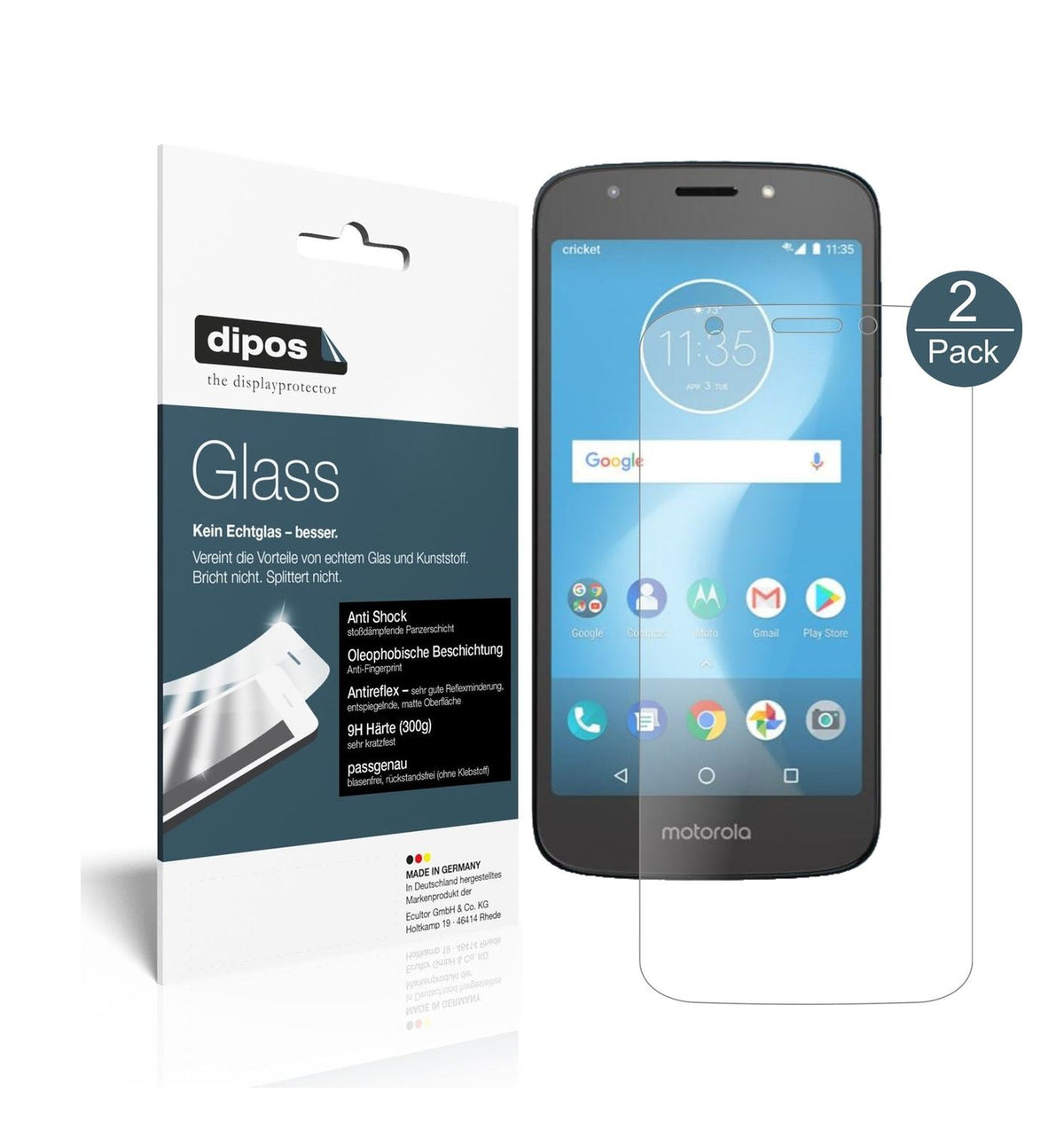 Matte Displayschutzfolie von dipos passend für Motorola Moto E5 Cruise, 9H kratzfest und blasenfrei montiert