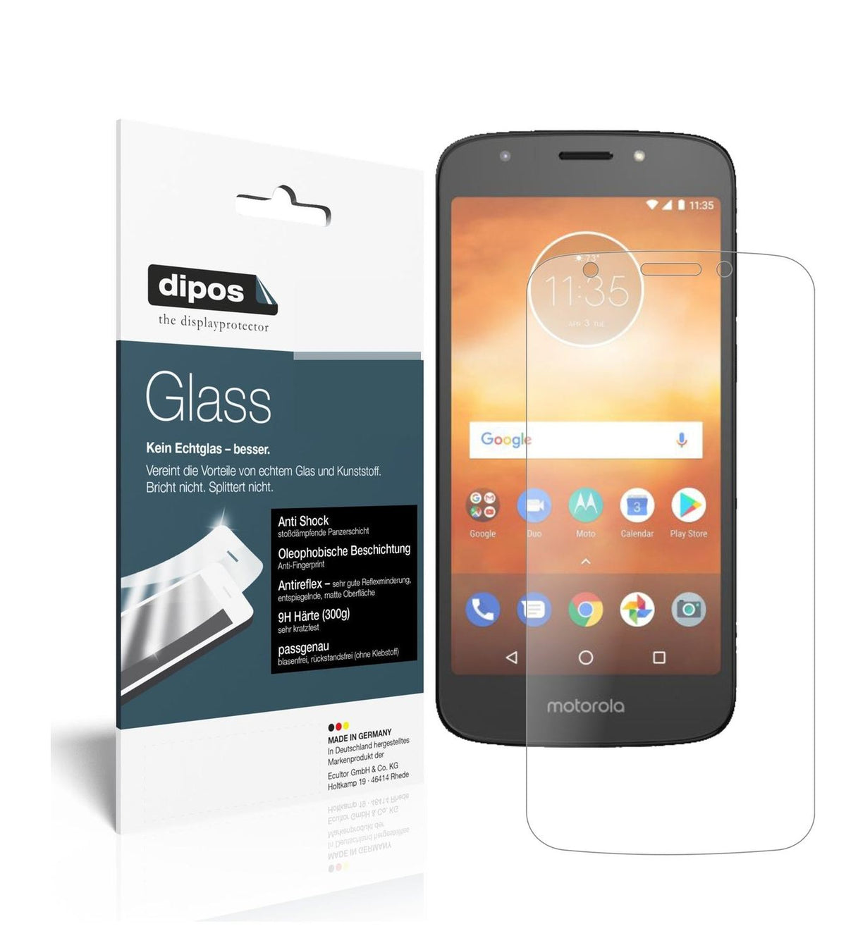 Matte Displayschutzfolie von dipos passend für Motorola Moto E5 Play Go, 9H kratzfest und blasenfrei montiert