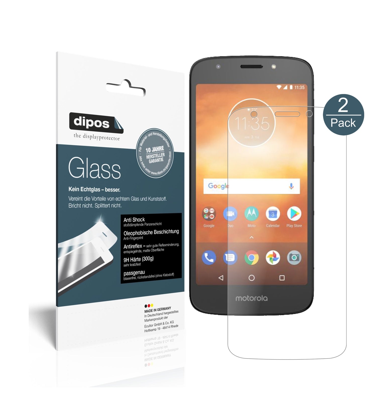 Matte Displayschutzfolie von dipos passend für Motorola Moto E5 Play MSM8917, 9H kratzfest und blasenfrei montiert