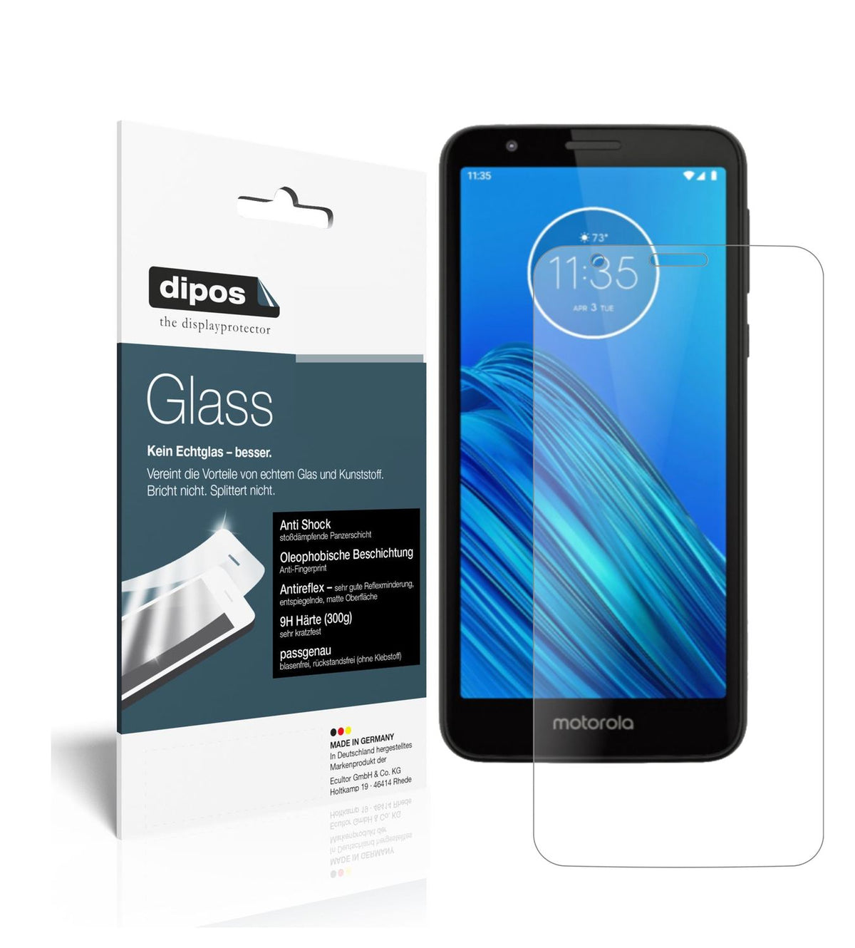 Matte Displayschutzfolie von dipos passend für Motorola Moto E6, 9H kratzfest und blasenfrei montiert
