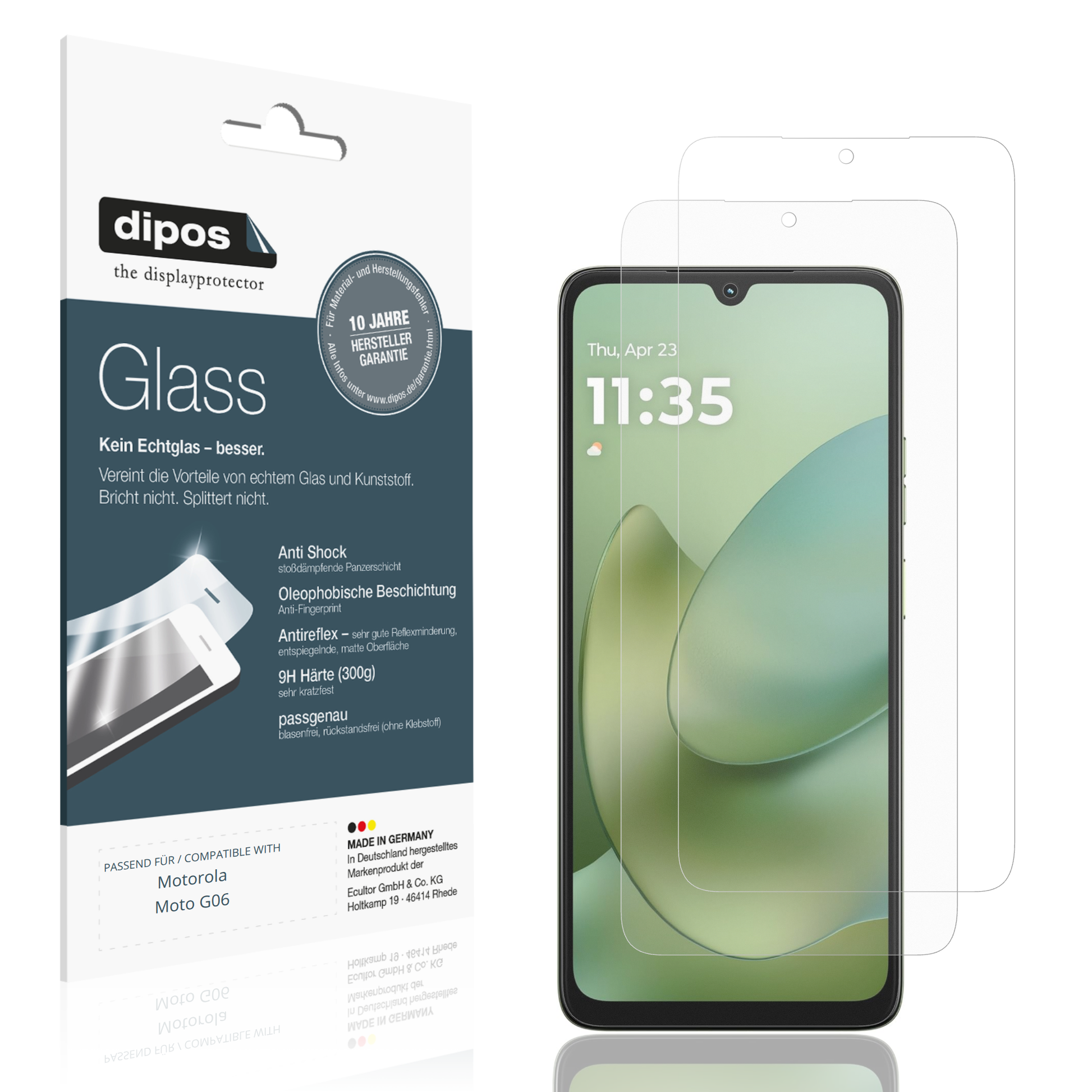 Matte Displayschutzfolie von dipos passend f�r Motorola Moto G06, 9H kratzfest und blasenfrei montiert