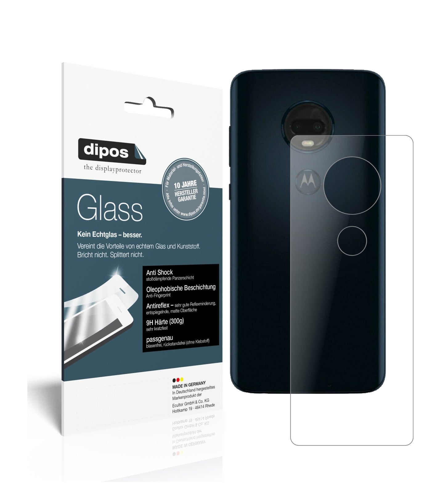 Matte Displayschutzfolie von dipos passend für Motorola Moto G7 Plus Rückseite, 9H kratzfest und blasenfrei montiert