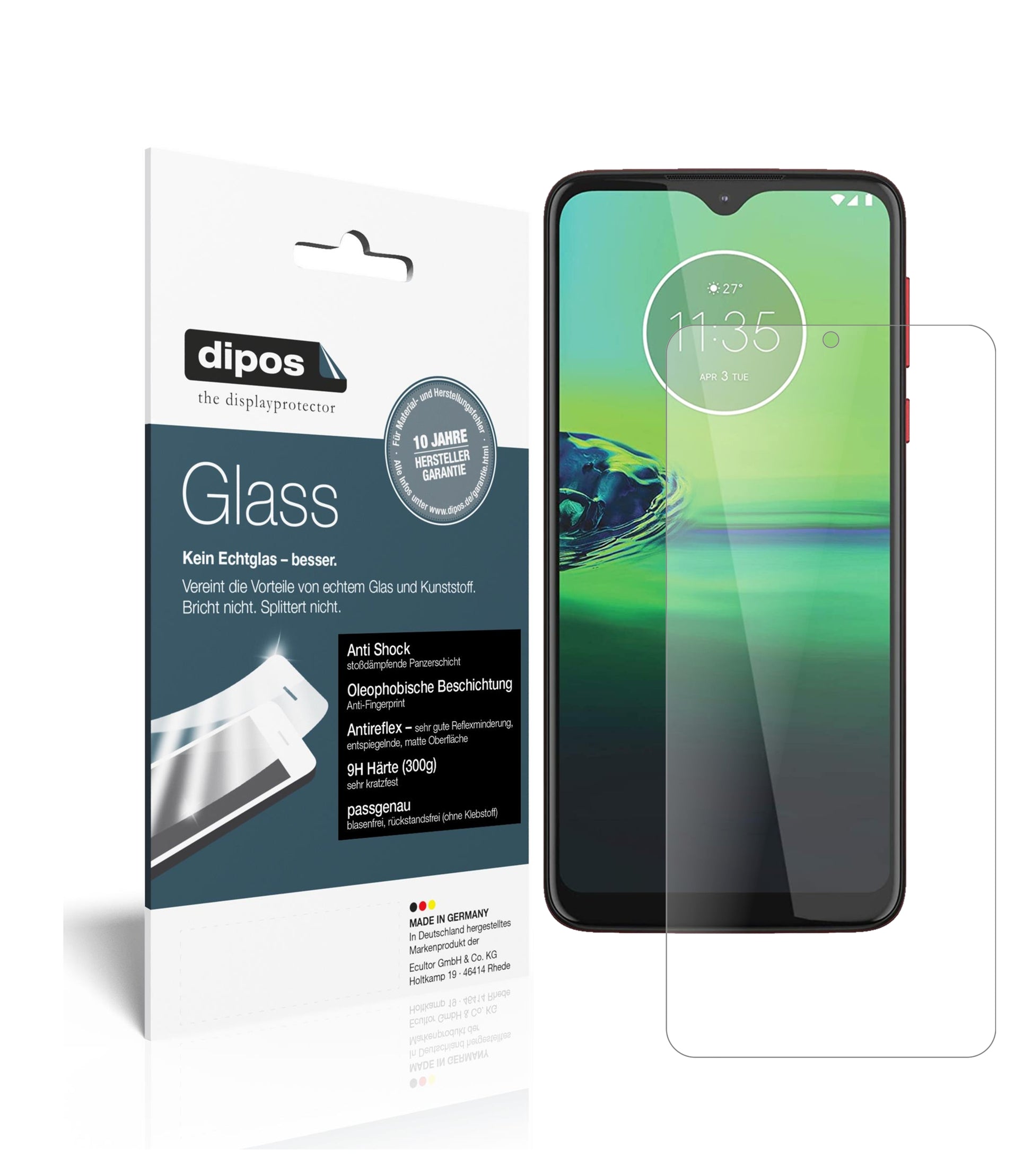 Matte Displayschutzfolie von dipos passend für Motorola Moto G8 Play, 9H kratzfest und blasenfrei montiert