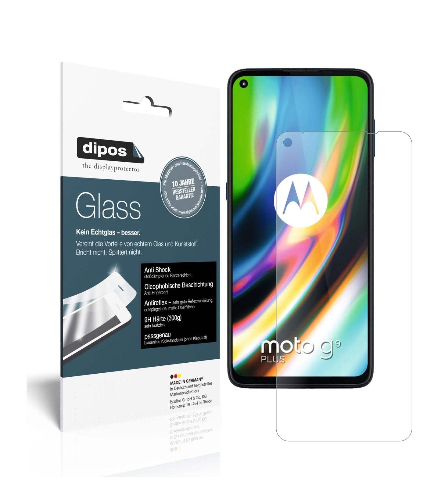 Matte Displayschutzfolie von dipos passend für Motorola Moto G9 Plus, 9H kratzfest und blasenfrei montiert