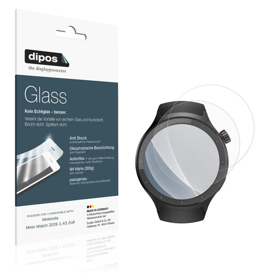Matte Displayschutzfolie von dipos passend für Motorola Moto Watch 2026 1.43 Zoll, 9H kratzfest und blasenfrei montiert