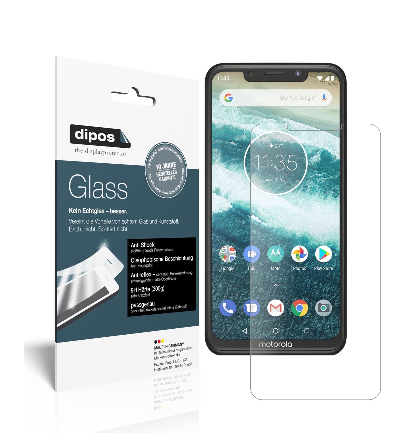Matte Displayschutzfolie von dipos passend für Motorola One Power, 9H kratzfest und blasenfrei montiert