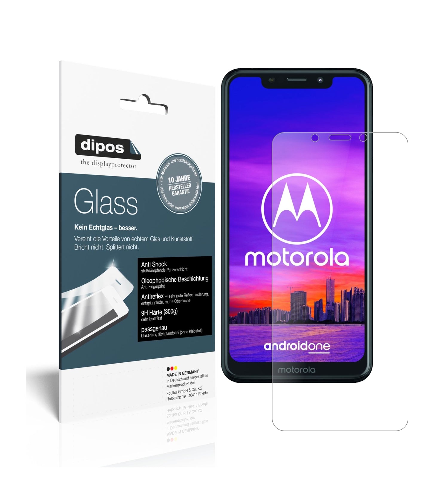 Matte Displayschutzfolie von dipos passend für Motorola One, 9H kratzfest und blasenfrei montiert