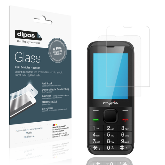Matte Displayschutzfolie von dipos passend für Myria Endless Z, 9H kratzfest und blasenfrei montiert