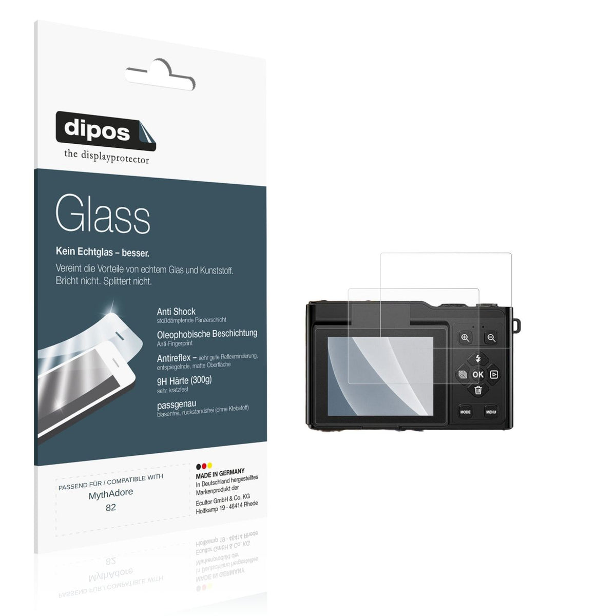 Matte Displayschutzfolie von dipos passend für MythAdore 82, 9H kratzfest und blasenfrei montiert