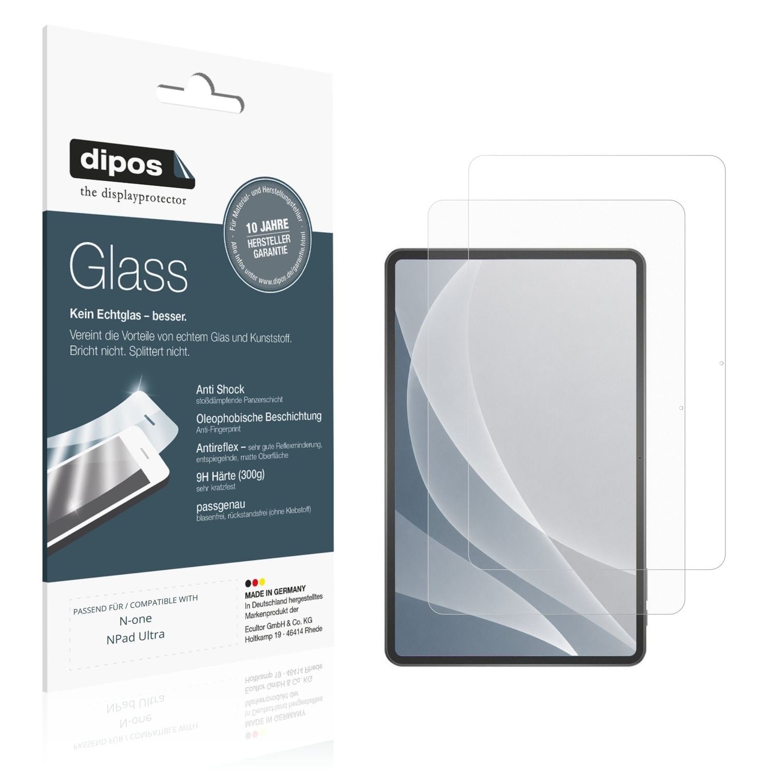 Matte Displayschutzfolie von dipos passend für N-one NPad Ultra, 9H kratzfest und blasenfrei montiert