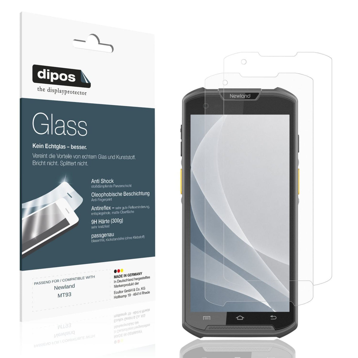 Matte Displayschutzfolie von dipos passend für Newland MT93, 9H kratzfest und blasenfrei montiert