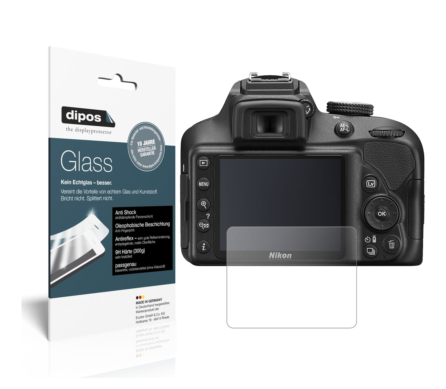 Matte Displayschutzfolie von dipos passend für Nikon 3500, 9H kratzfest und blasenfrei montiert