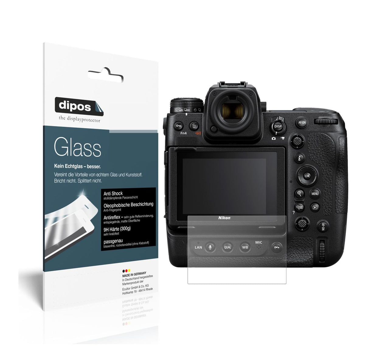 Matte Displayschutzfolie von dipos passend für Nikon Z9, 9H kratzfest und blasenfrei montiert