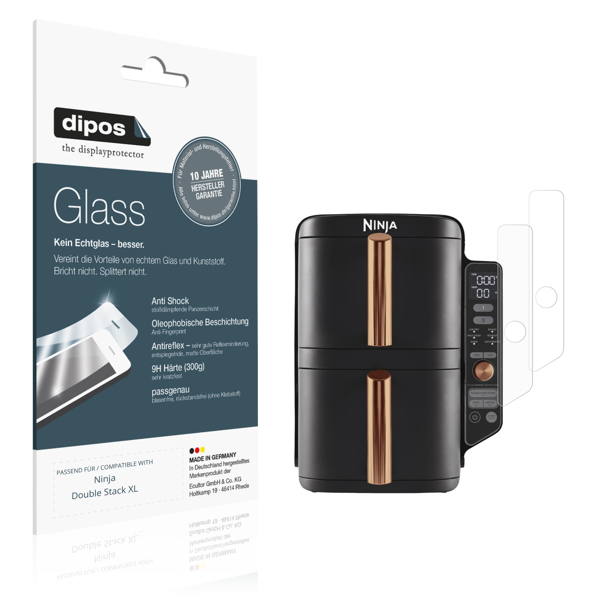 Matte Displayschutzfolie von dipos passend für Ninja Double Stack XL, 9H kratzfest und blasenfrei montiert