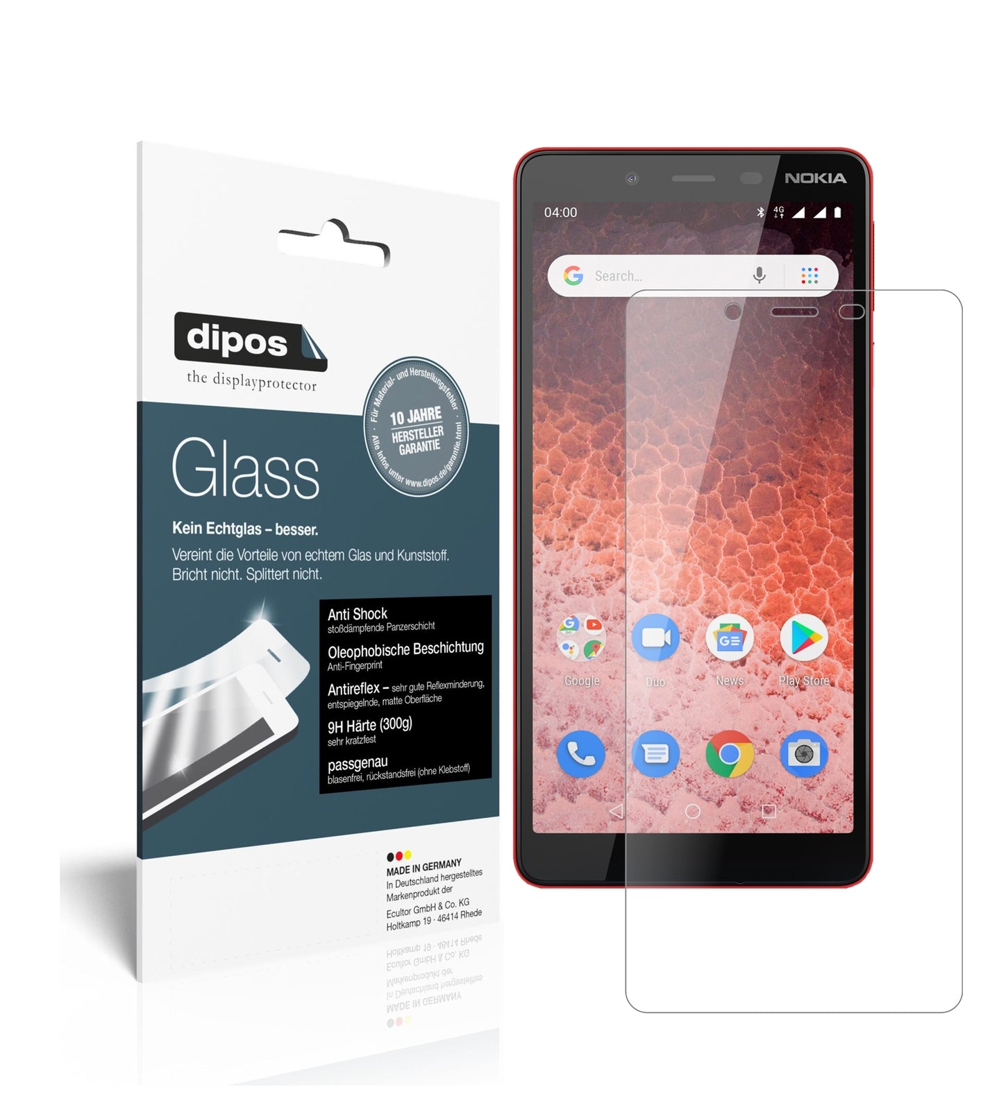 Matte Displayschutzfolie von dipos passend für Nokia 1 Plus, 9H kratzfest und blasenfrei montiert
