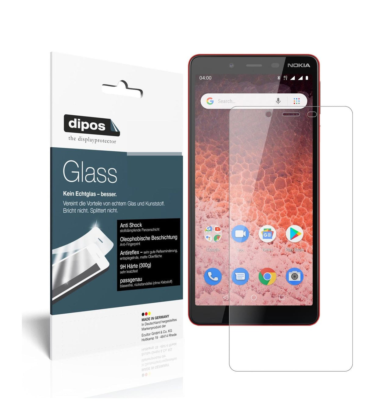 Matte Displayschutzfolie von dipos passend für Nokia 1 Plus, 9H kratzfest und blasenfrei montiert