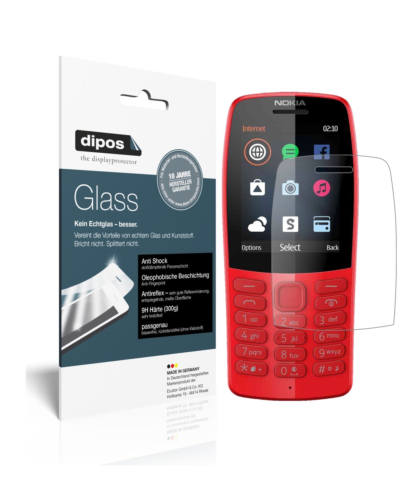 Matte Displayschutzfolie von dipos passend für Nokia 210, 9H kratzfest und blasenfrei montiert