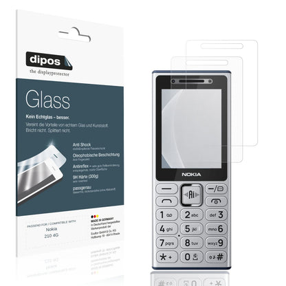 Matte Displayschutzfolie von dipos passend für Nokia 210 4G, 9H kratzfest und blasenfrei montiert