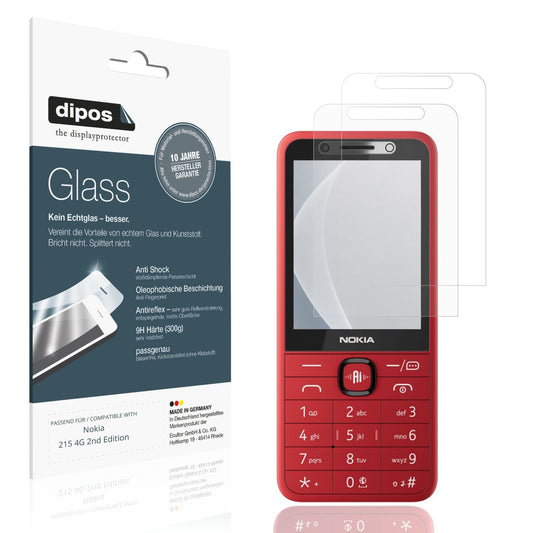 Matte Displayschutzfolie von dipos passend für Nokia 215 4G 2nd Edition, 9H kratzfest und blasenfrei montiert