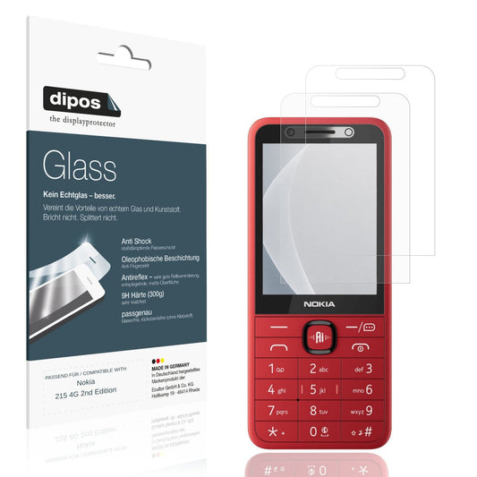Matte Displayschutzfolie von dipos passend für Nokia 215 4G 2nd Edition, 9H kratzfest und blasenfrei montiert