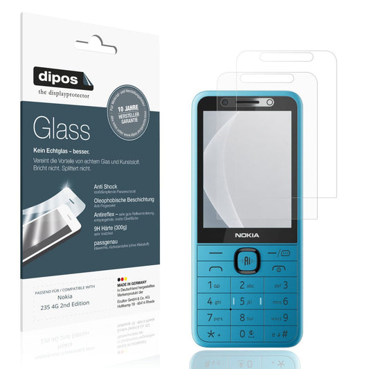 Matte Displayschutzfolie von dipos passend für Nokia 235 4G 2nd Edition, 9H kratzfest und blasenfrei montiert