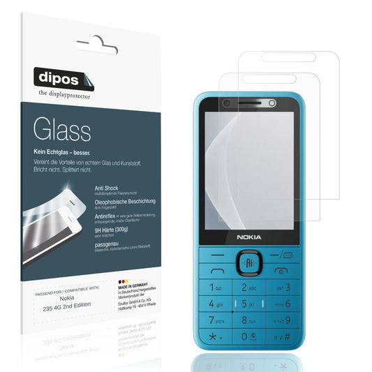 Matte Displayschutzfolie von dipos passend für Nokia 235 4G 2nd Edition, 9H kratzfest und blasenfrei montiert