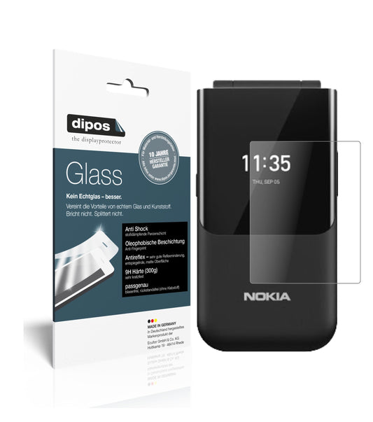 Matte Displayschutzfolie von dipos passend für Nokia 2720 Flip Rückseite, 9H kratzfest und blasenfrei montiert