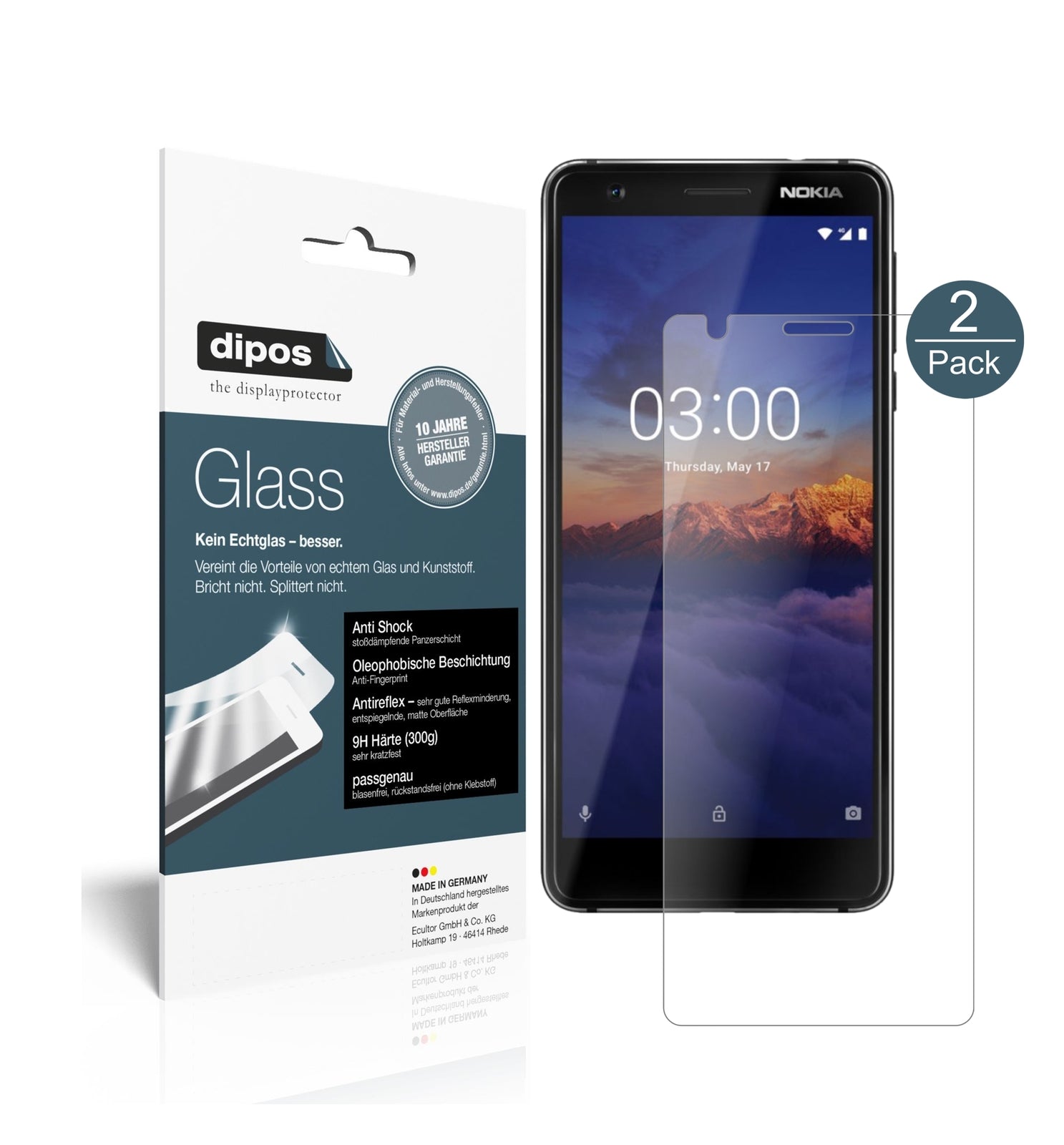 Matte Displayschutzfolie von dipos passend für Nokia 46025, 9H kratzfest und blasenfrei montiert