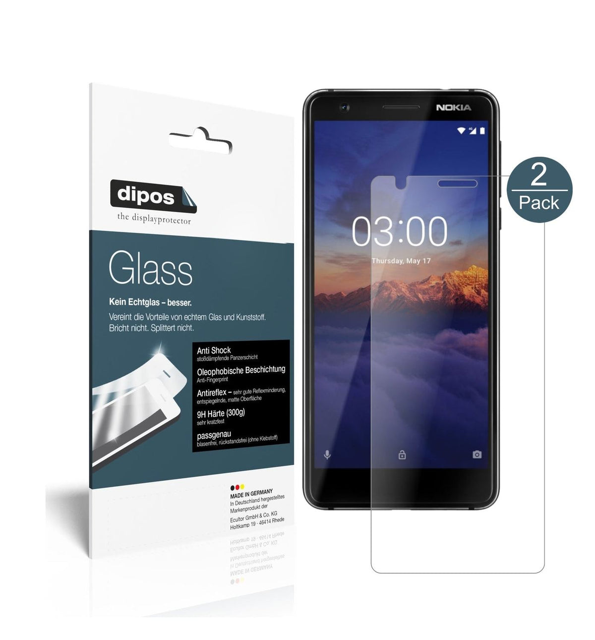 Matte Displayschutzfolie von dipos passend für Nokia 46025, 9H kratzfest und blasenfrei montiert