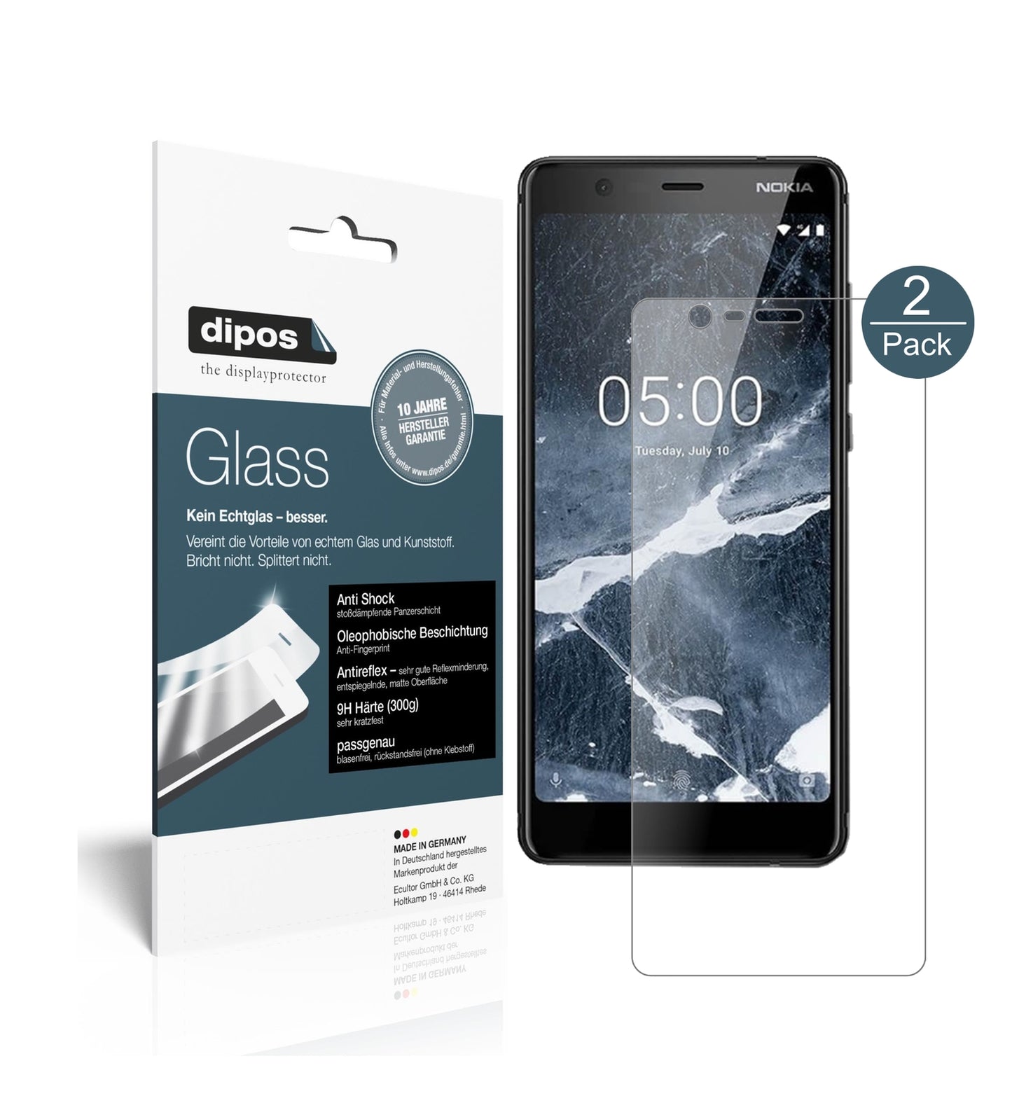 Matte Displayschutzfolie von dipos passend für Nokia 46027, 9H kratzfest und blasenfrei montiert